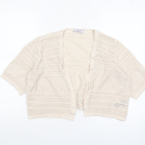 Marks and Spencer Women Beige Open Knit Short Sleeve Cardigan Size 16