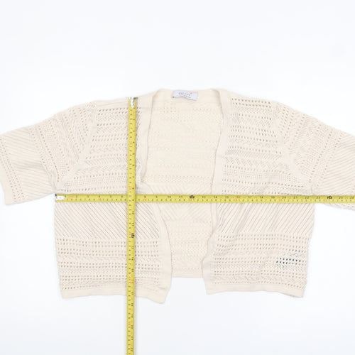 Marks and Spencer Women Beige Open Knit Short Sleeve Cardigan Size 16