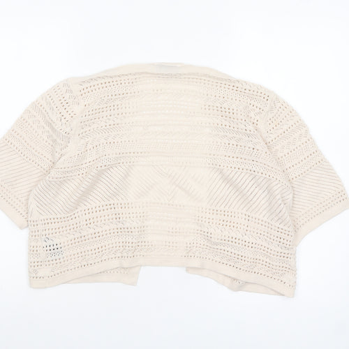 Marks and Spencer Women Beige Open Knit Short Sleeve Cardigan Size 16