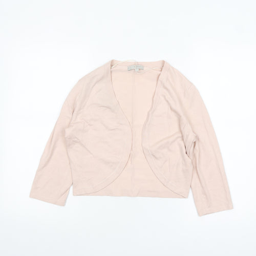 Hobbs Women Beige Knit 3/4 Sleeve Open Cardigan M