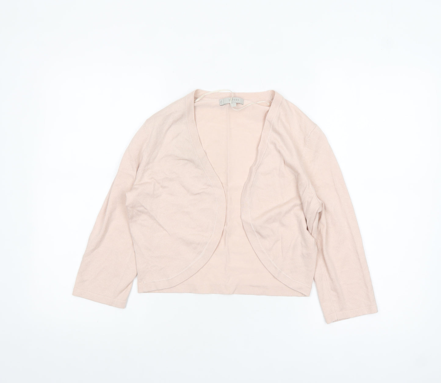 Hobbs Women Beige Knit 3/4 Sleeve Open Cardigan M