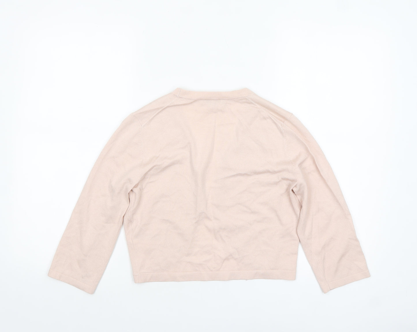Hobbs Women Beige Knit 3/4 Sleeve Open Cardigan M