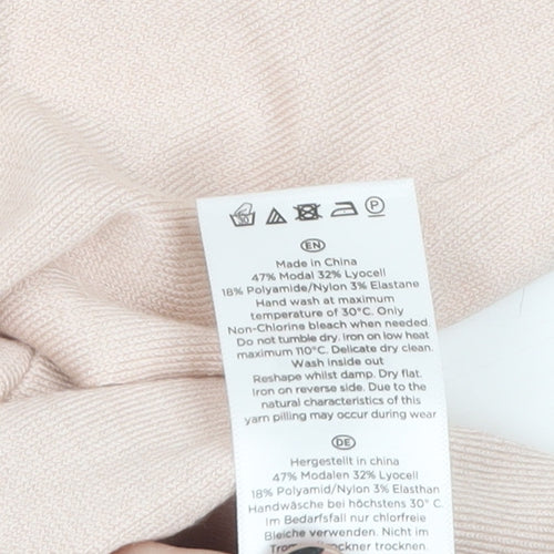 Hobbs Women Beige Knit 3/4 Sleeve Open Cardigan M