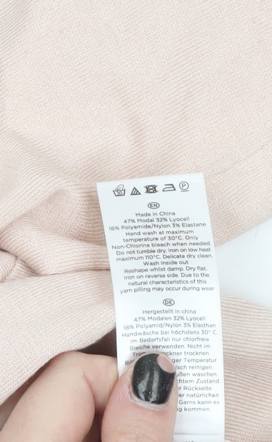 Hobbs Women Beige Knit 3/4 Sleeve Open Cardigan M