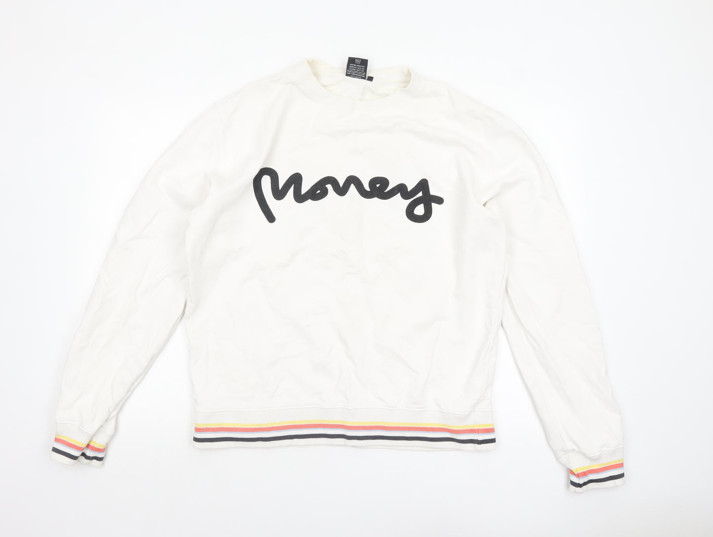 Money Mens White Crew Neck Logo Sweatshirt Size L
