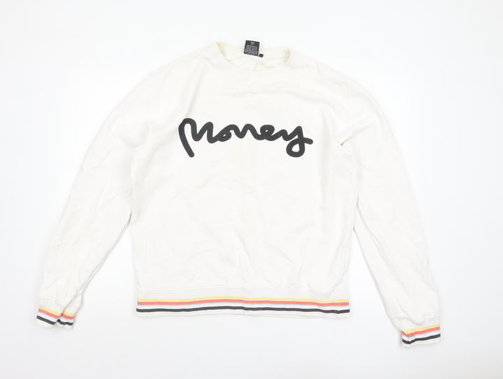 Money Mens White Crew Neck Logo Sweatshirt Size L