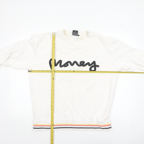 Money Mens White Crew Neck Logo Sweatshirt Size L