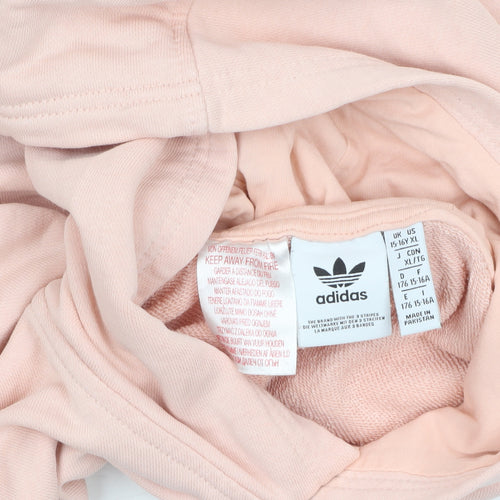 Adidas Girls Pink Pullover Hoodie XL 15-16 Years Cotton Blend Logo