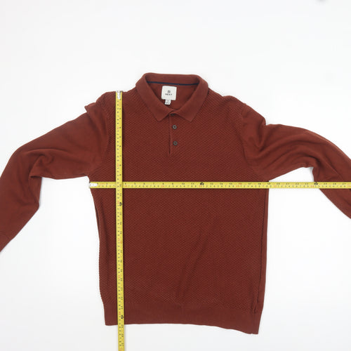 Next Men’s Brown Collared Knit Henley Jumper Size M