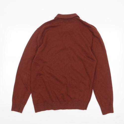 Next Men’s Brown Collared Knit Henley Jumper Size M