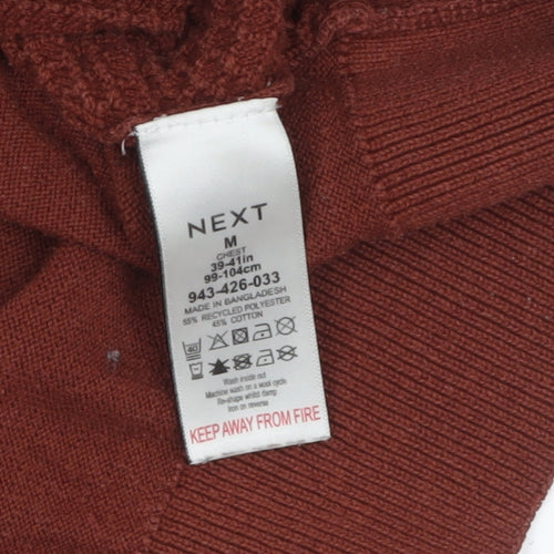Next Men’s Brown Collared Knit Henley Jumper Size M