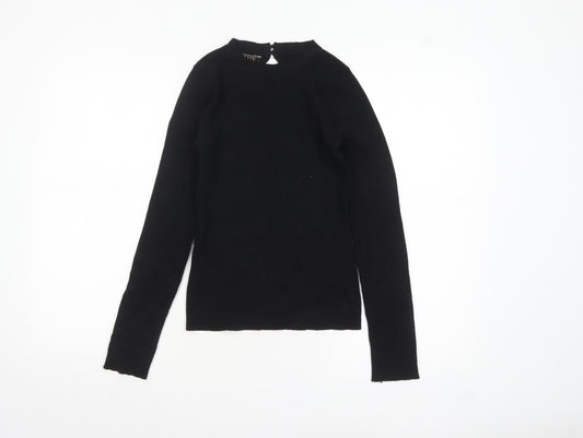 Lipsy Women Black Slim Fit Ribbed High Neck Long Sleeve Jumper Size 10