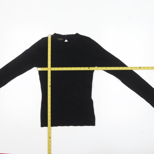 Lipsy Women Black Slim Fit Ribbed High Neck Long Sleeve Jumper Size 10