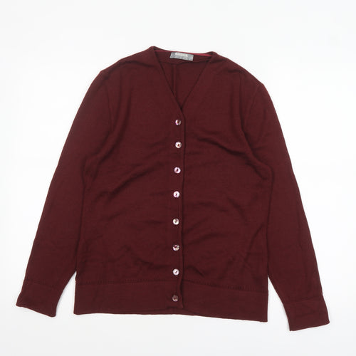 RASICA Women's Red Wool Blend V-Neck Cardigan Size 12