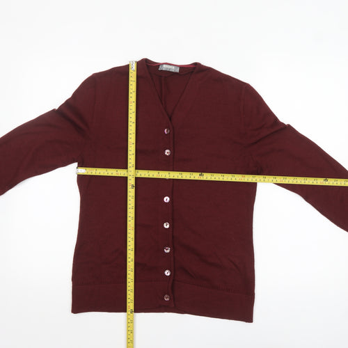 RASICA Women's Red Wool Blend V-Neck Cardigan Size 12
