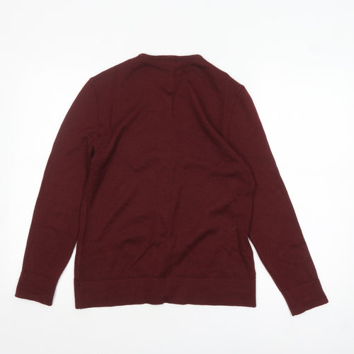 RASICA Women's Red Wool Blend V-Neck Cardigan Size 12