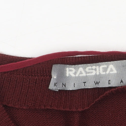 RASICA Women's Red Wool Blend V-Neck Cardigan Size 12