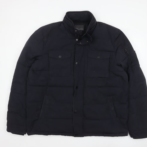 Next Men's Black 2XL Puffer Jacket Insulated Mid-Length Coat