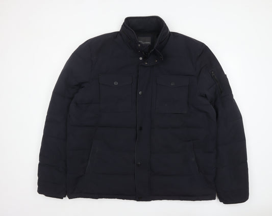 Next Men's Black 2XL Puffer Jacket Insulated Mid-Length Coat
