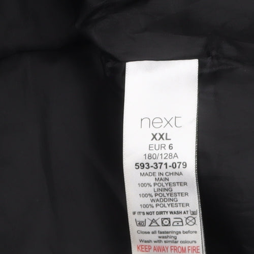 Next Men's Black 2XL Puffer Jacket Insulated Mid-Length Coat