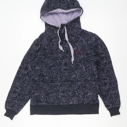 Fly53 Women's Black Purple Pullover Hoodie Size 10 Graphic Print