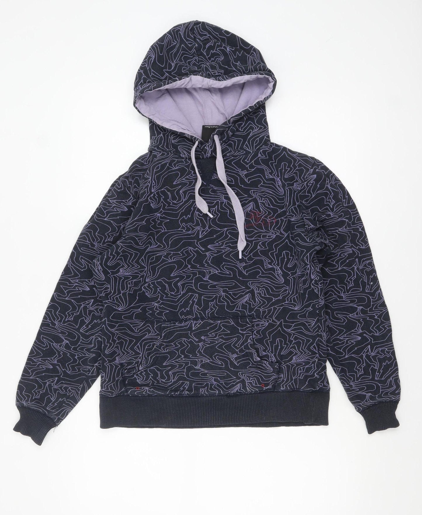 Fly53 Women's Black Purple Pullover Hoodie Size 10 Graphic Print