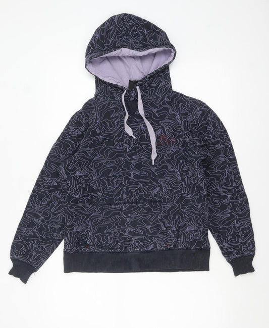 Fly53 Women's Black Purple Pullover Hoodie Size 10 Graphic Print