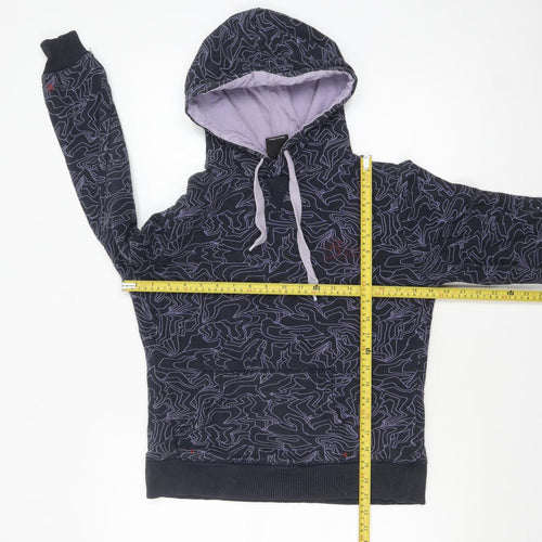 Fly53 Women's Black Purple Pullover Hoodie Size 10 Graphic Print