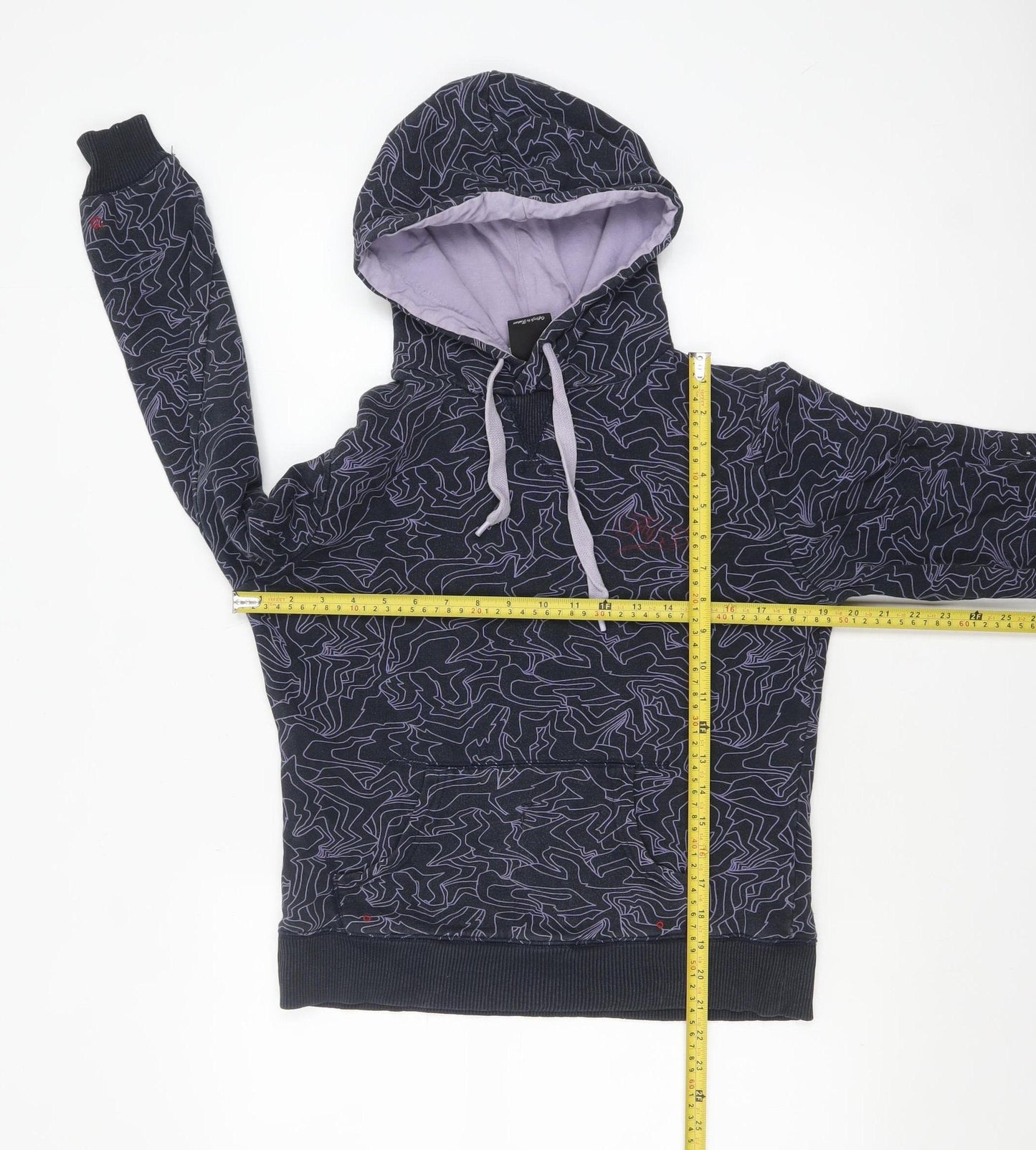 Fly53 Women's Black Purple Pullover Hoodie Size 10 Graphic Print