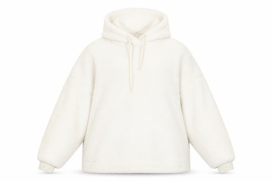 Marks and Spencer Women White Fleece Hooded Nightshirt Top L