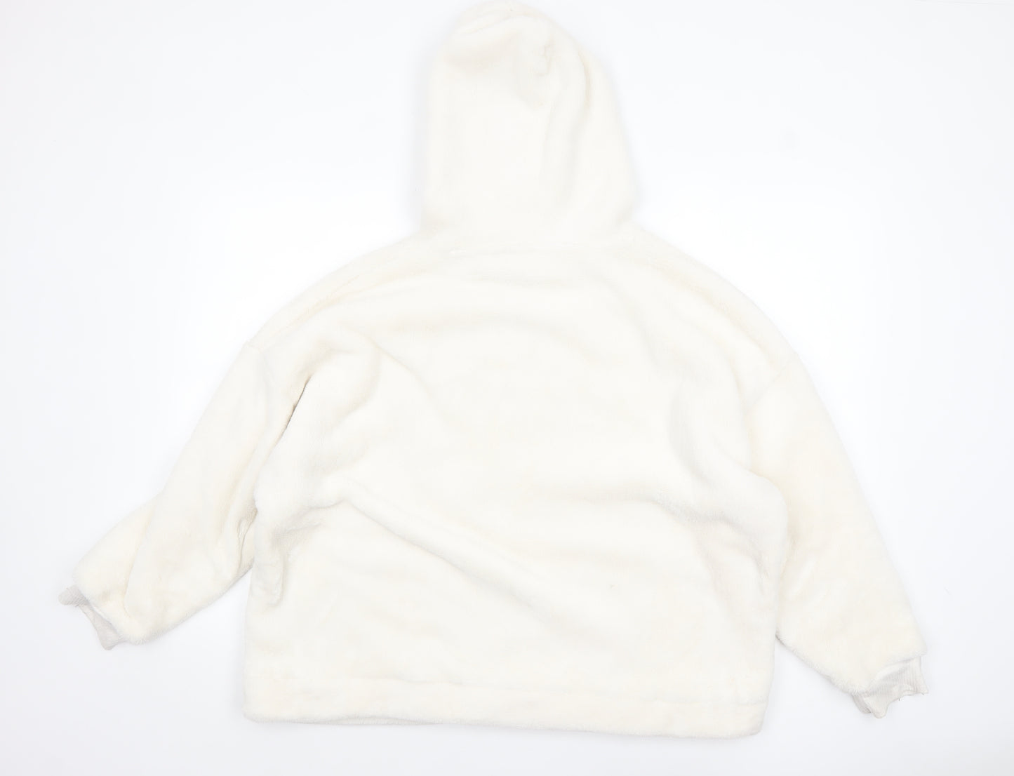 Marks and Spencer Women White Fleece Hooded Nightshirt Top L
