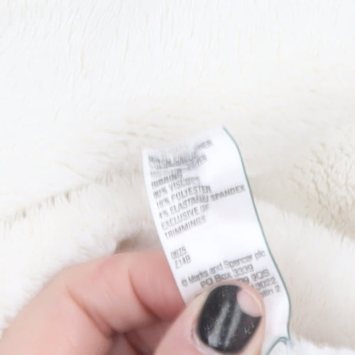 Marks and Spencer Women White Fleece Hooded Nightshirt Top L