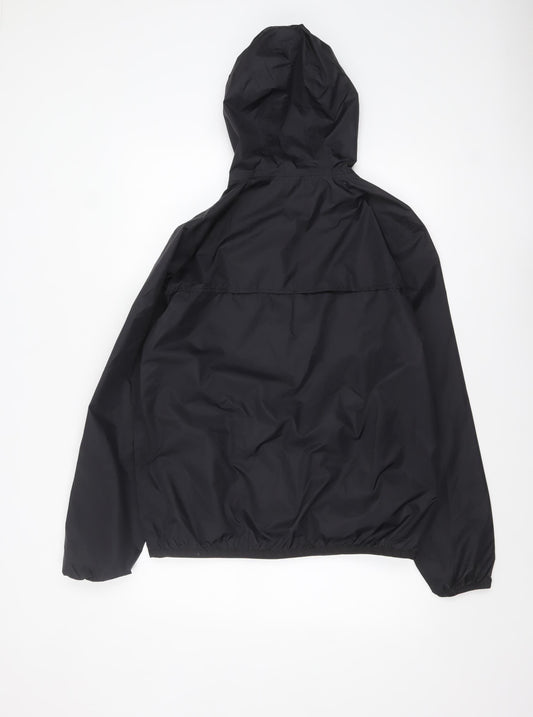 K-Way Boys Black Hooded Waterproof Windbreaker Jacket 16 Years