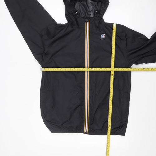 K-Way Boys Black Hooded Waterproof Windbreaker Jacket 16 Years