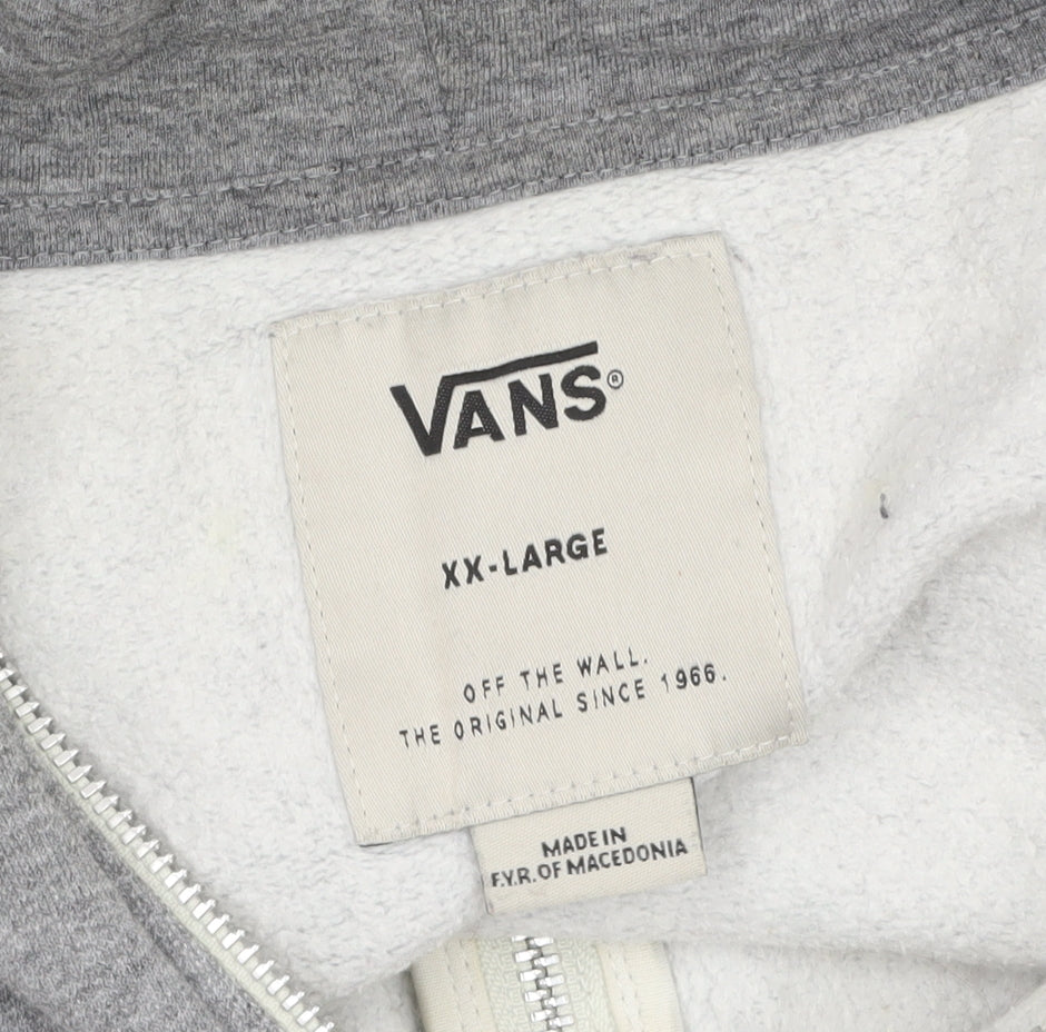 Vans Men’s Grey Full Zip Hoodie Sweatshirt 2XL Regular Fit