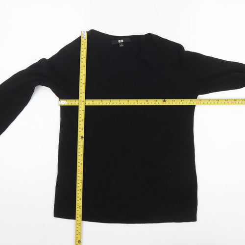 UNIQLO Women Black Slim Fit Ribbed Pullover Jumper Size S