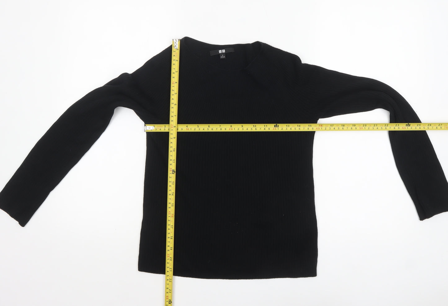 UNIQLO Women Black Slim Fit Ribbed Pullover Jumper Size S