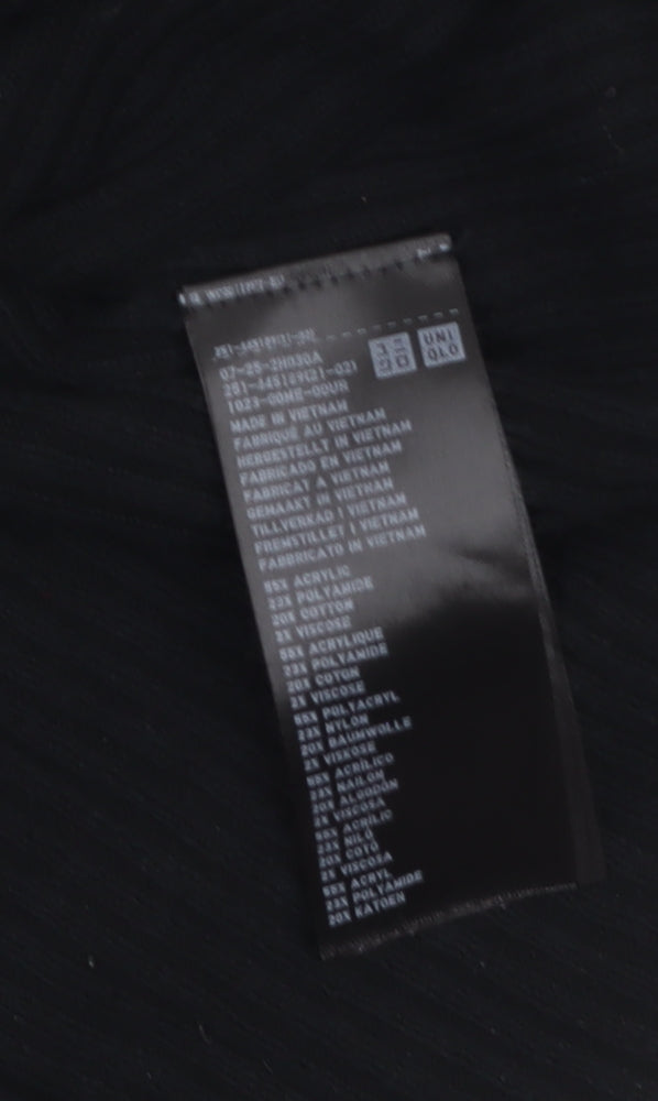 UNIQLO Women Black Slim Fit Ribbed Pullover Jumper Size S