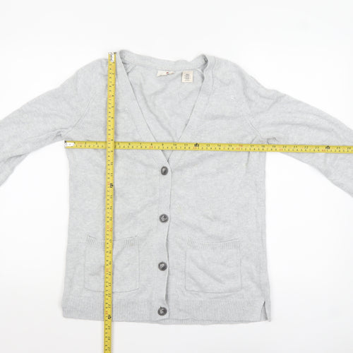 Levi's Women Grey Cotton V-Neck Button Cardigan XS