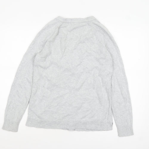 Levi's Women Grey Cotton V-Neck Button Cardigan XS