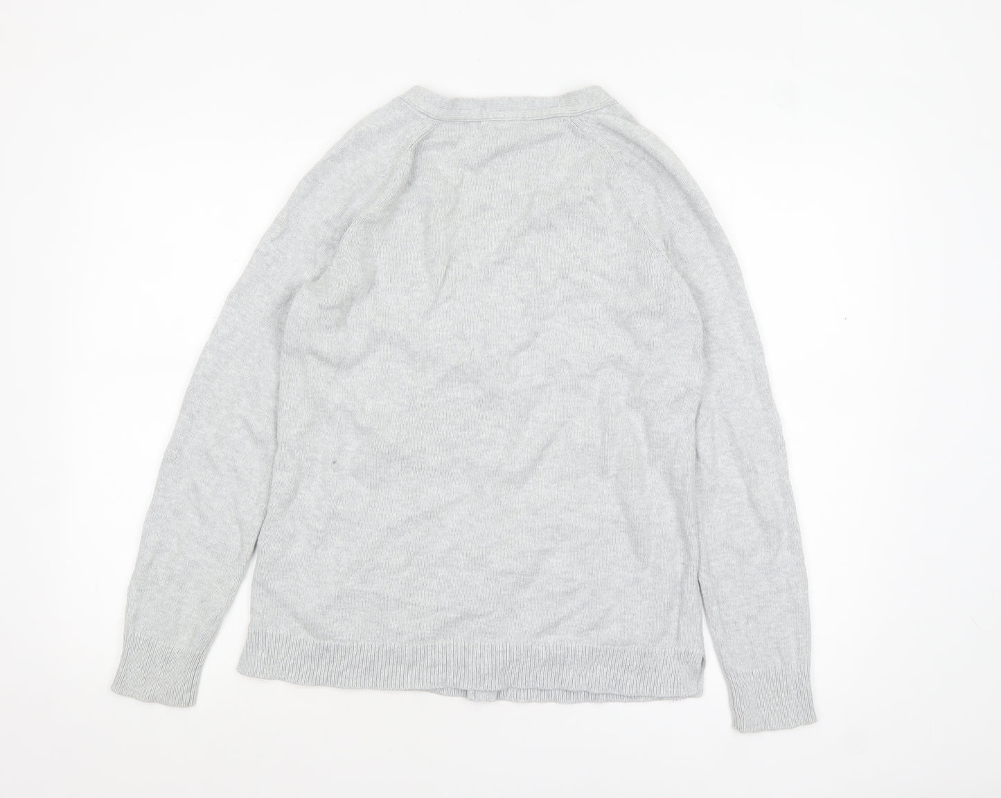 Levi's Women Grey Cotton V-Neck Button Cardigan XS