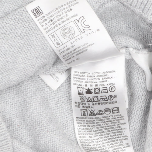 Levi's Women Grey Cotton V-Neck Button Cardigan XS