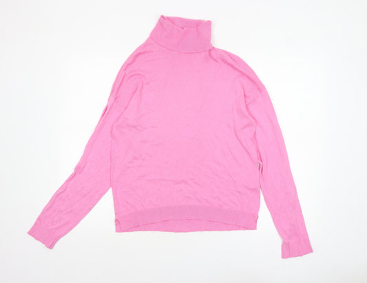United Colors of Benetton Women’s Pink Roll Neck Cotton Jumper Size L
