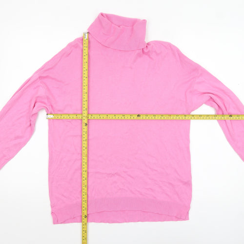 United Colors of Benetton Women’s Pink Roll Neck Cotton Jumper Size L