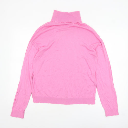 United Colors of Benetton Women’s Pink Roll Neck Cotton Jumper Size L