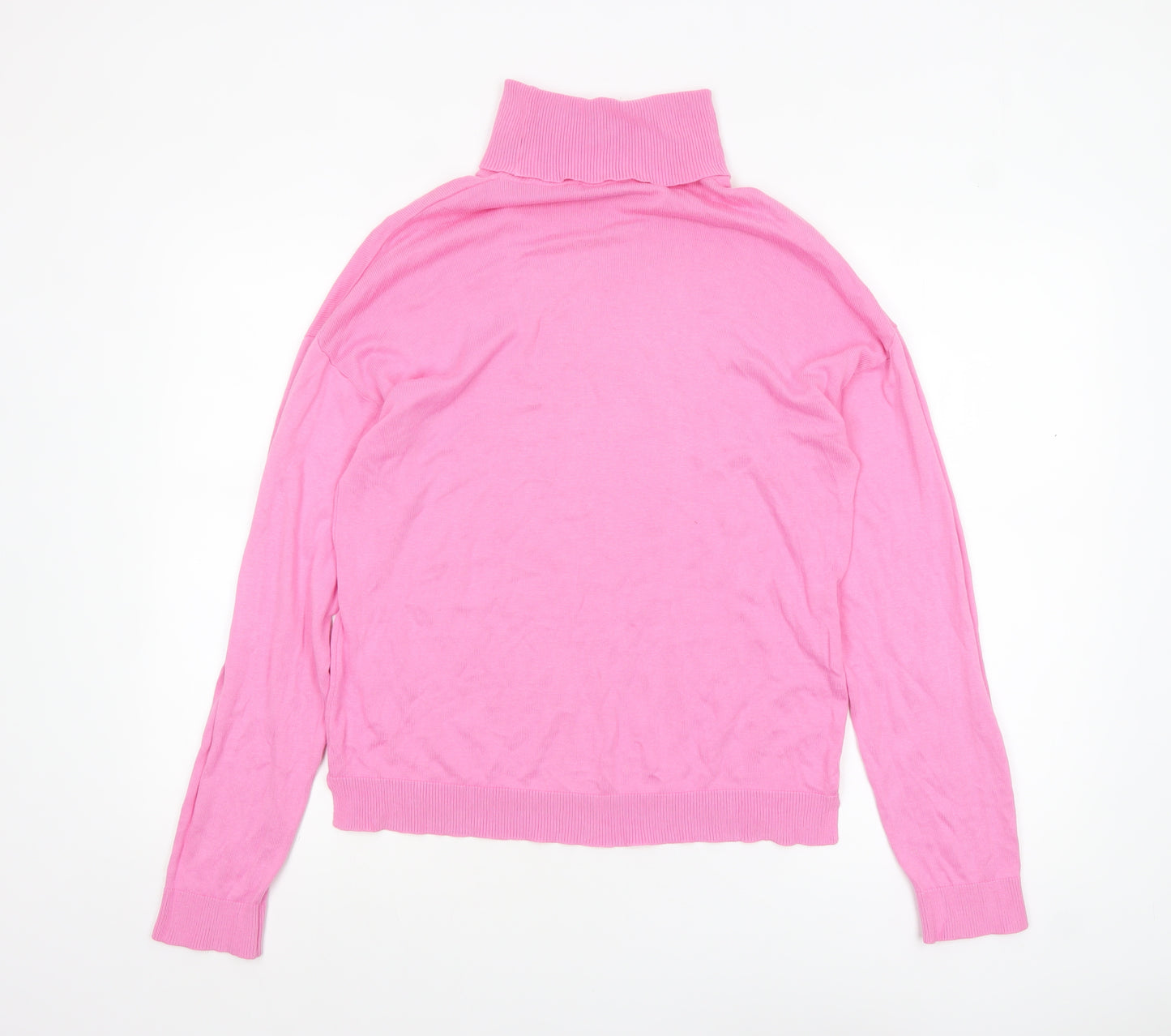 United Colors of Benetton Women’s Pink Roll Neck Cotton Jumper Size L