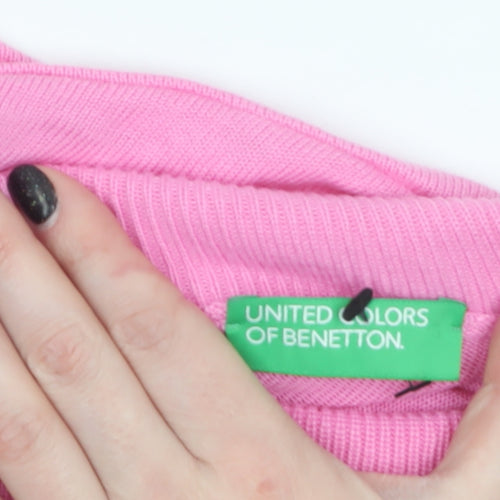 United Colors of Benetton Women’s Pink Roll Neck Cotton Jumper Size L