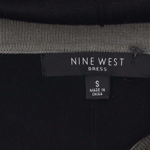 Nine West Women Black Shift Dress S Knit 3/4 Sleeve Bow Detail