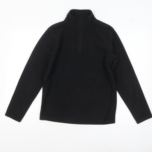 Decathlon Boys Black Fleece 1/4 Zip Pullover Sweatshirt 14 Years