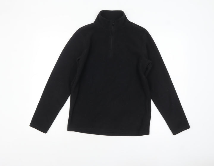 Decathlon Boys Black Fleece 1/4 Zip Pullover Sweatshirt 14 Years